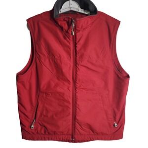 L.L.Bean Mens Red Fleece Full‎ Zip Puffer Vest Medium Regular Casual FLAWS READ